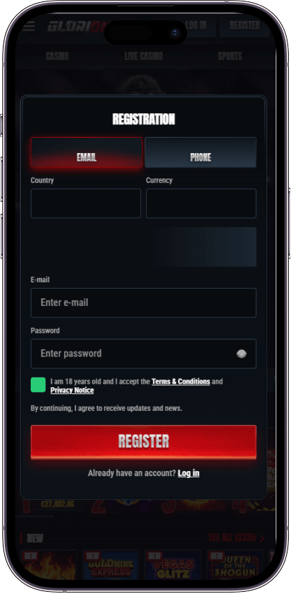 Glorian Casino Register